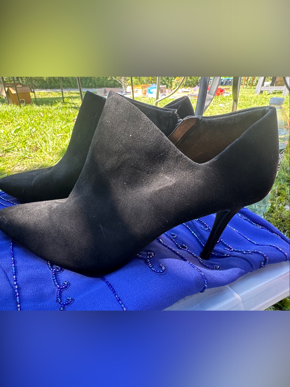 Jessica Simpson Black Suede Pointed Heel Ankle Booties